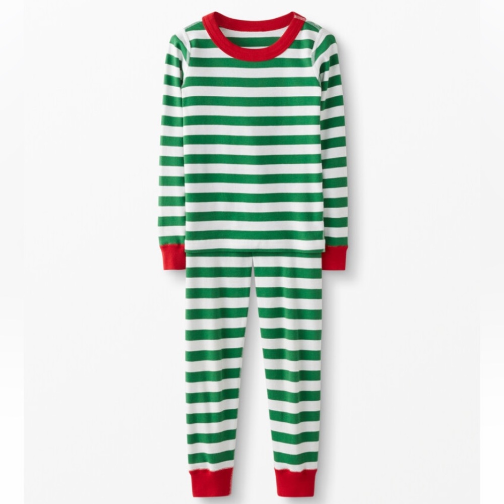 EUC Hanna Andersson Long John Pajama Set Green